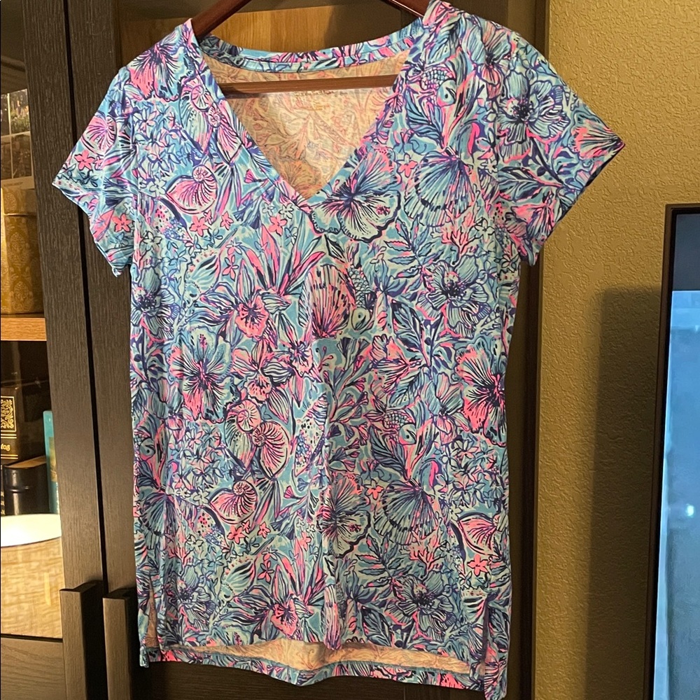 Lilly Pulitzer Colorful Floral Short Sleeve Tee